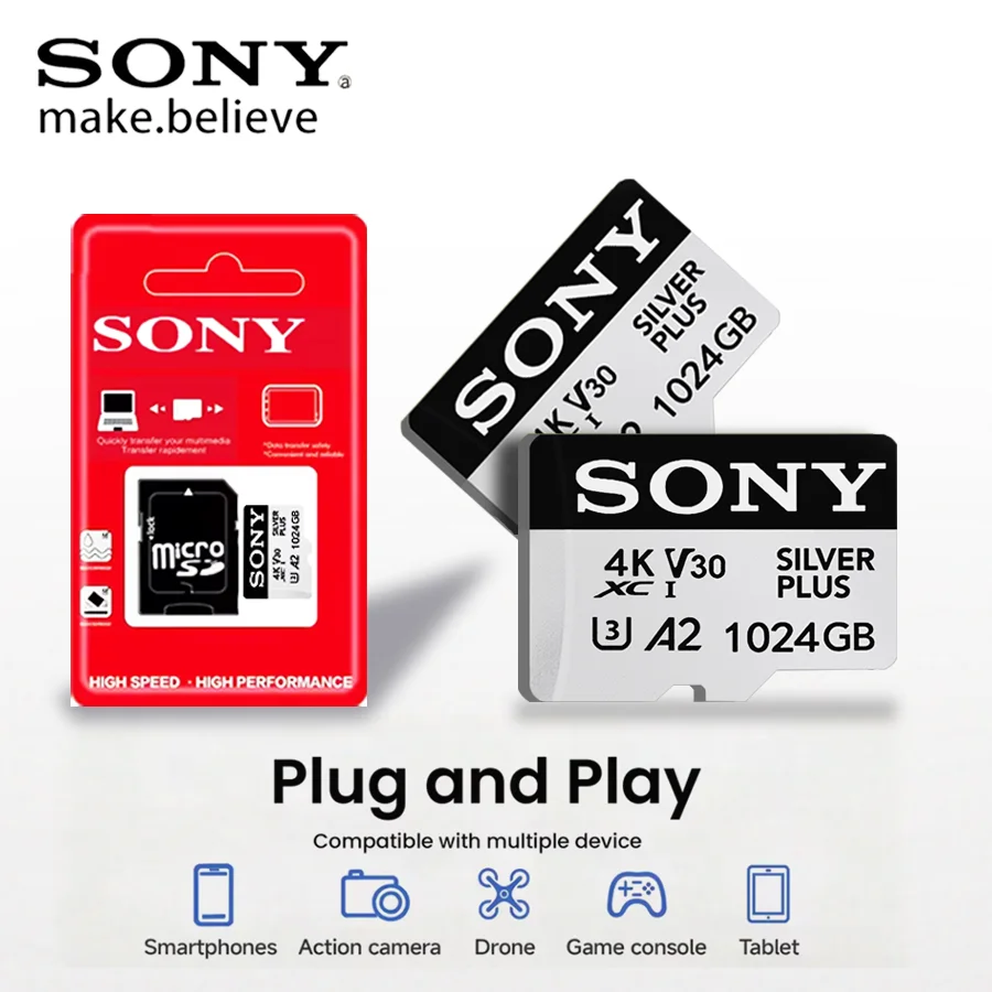

SONY-High Speed Mini SD Card, Class10 Memory Card, 1TB, 512GB, 256GB, 128GB, 64GB, TF Flash Card