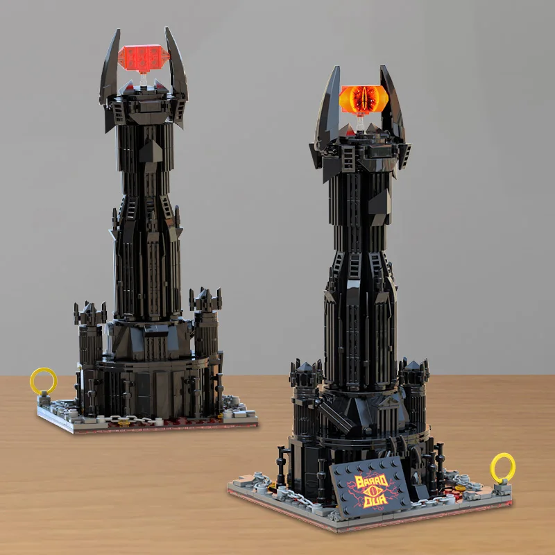 MOC-Black Devil Tower Building Block Sets, Fortaleza Mágica Criativa, Tijolos de Castelo, Brinquedos para Colecionador, Presente para Crianças, Anéis, Novo, Preto