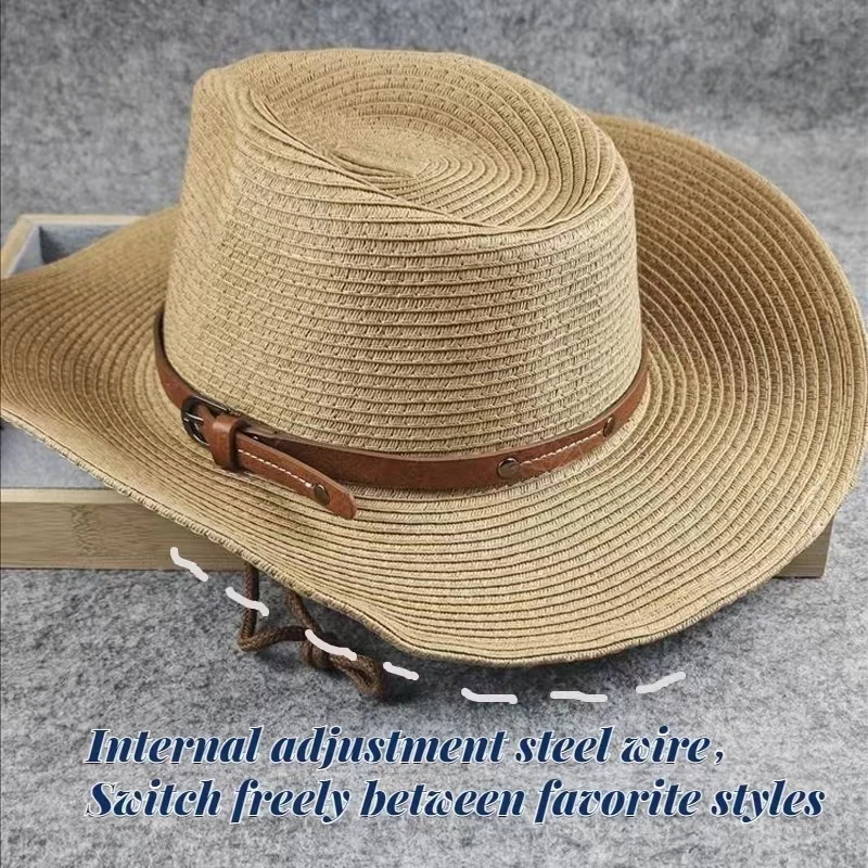 Big Size 62cm Cowboy Hat for Men Women New Foldable Summer Outdoor Beach Jazz Straw Hat UV Sun Protection Travel Fashion Sun Hat