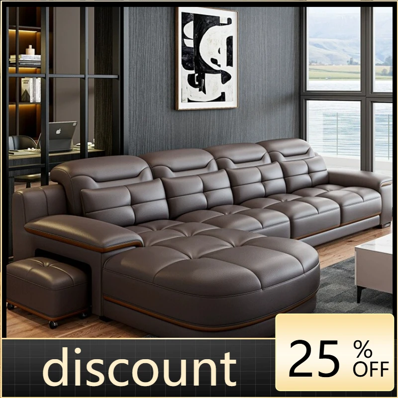 LH light luxury leather sofa first layer cowhide simple modern living room solid wood leather sofa