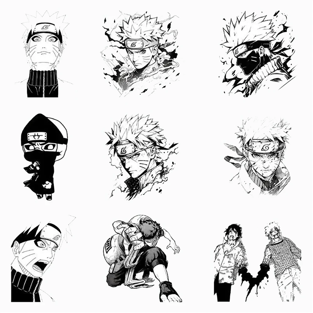 Clássico Anime Naruto Adesivos, Graffiti preto e branco Etiqueta, Telefone, Laptop, Bagagem, decalques frescos dos desenhos animados, decorações, 10 pcs, 30 pcs, 50 pcs, 103pcs