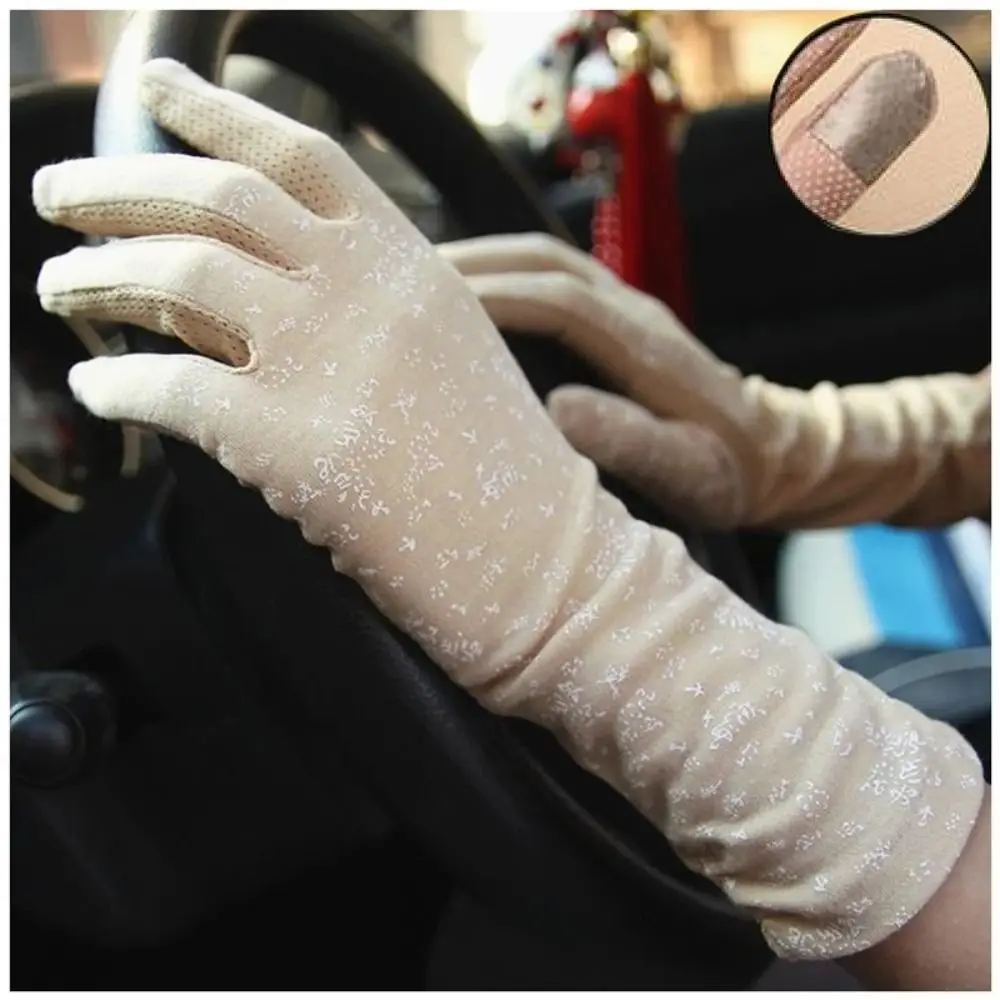 

Summer Spring Anti UV Sunscreen Gloves Slip Resistant Thin Driving Gloves Mid-long Elastic Touch Screen Gloves