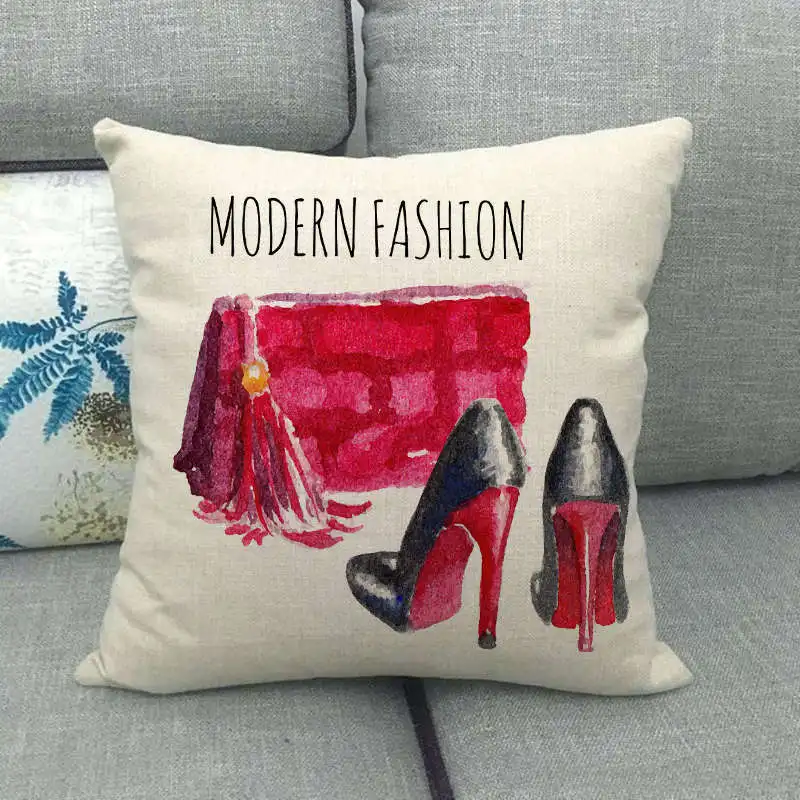 CUTE Pink Shoes Pillowcases I Love Shoes Pillows Case for Girls Room Bed Sofa Pillow Covers Decorative Gift Women Room Decor