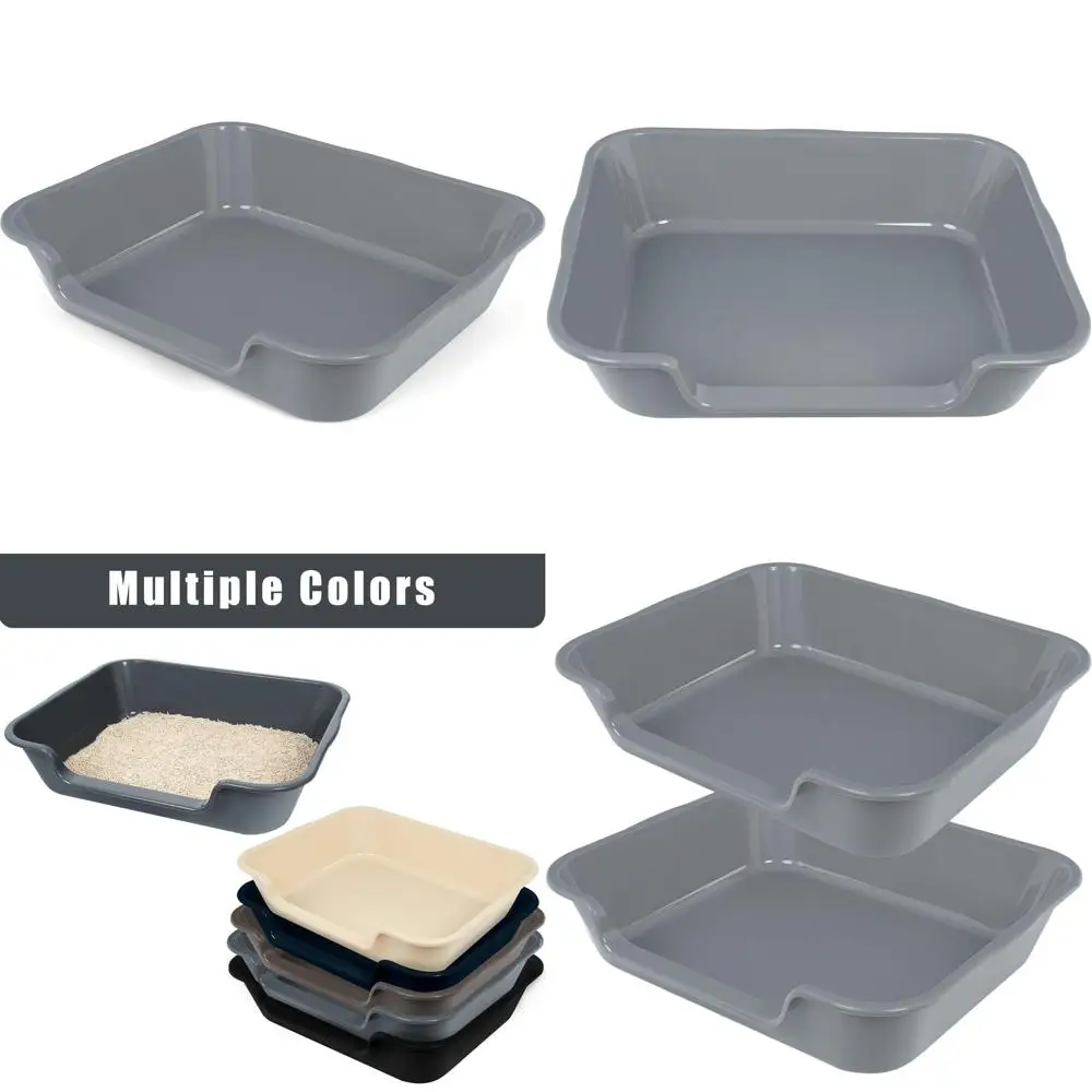 

Extra Large ABS Cat Litter Box, Low Entry Design for Senior Cats, Jumbo Size Potty for Large Cats (Gray, 24 x 20)