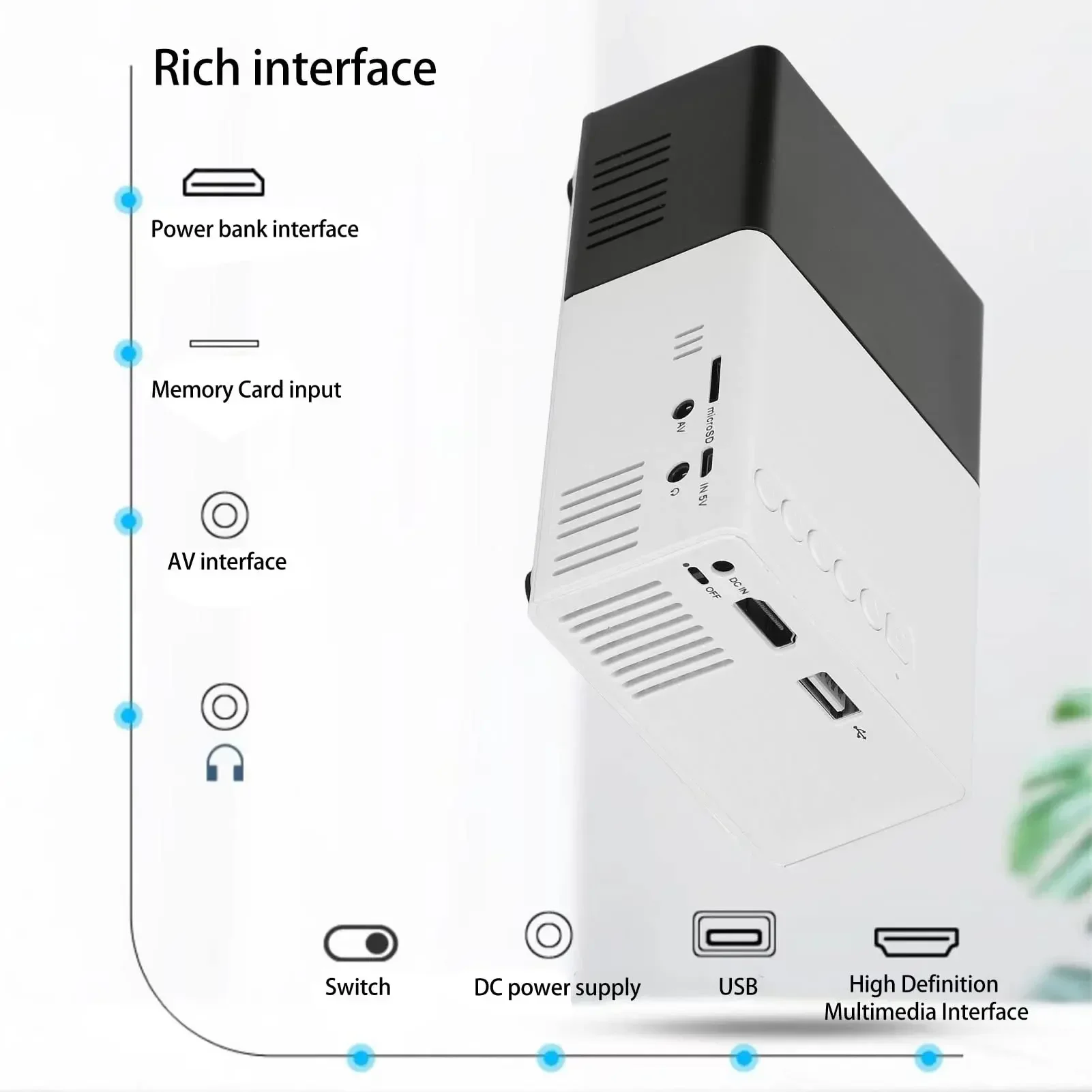 Proyector inteligente HD para cine en casa, miniproyector portátil para teléfono móvil, proyección para exteriores, YG300, 1080