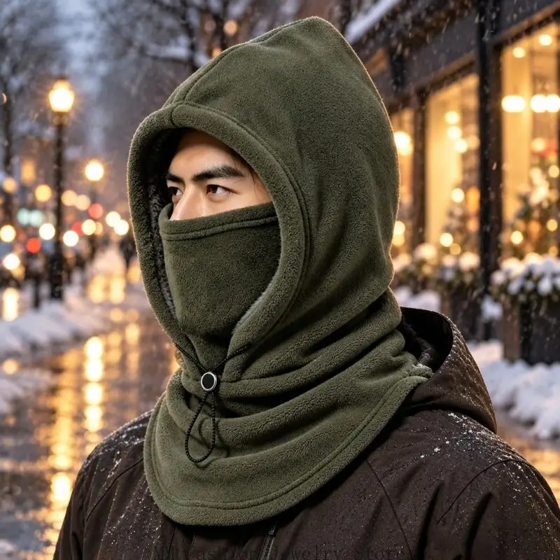 Winter Balaclava Bonnet with Cord-Lock Adjustment and Extended Coverage for Commuting, Hiking, Outdoor Work, and Travel D0UB