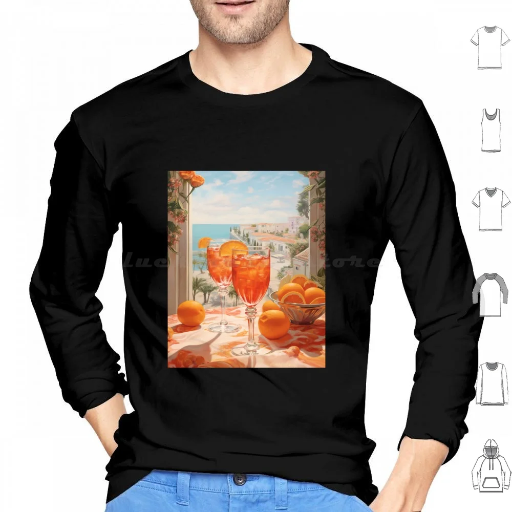 Spritz Vintage Sudadera con capucha de algodón de manga larga Vintage Spritz Cóctel Spritz Italia Campari Bebida Naranja Verano Retro Vino Negroni