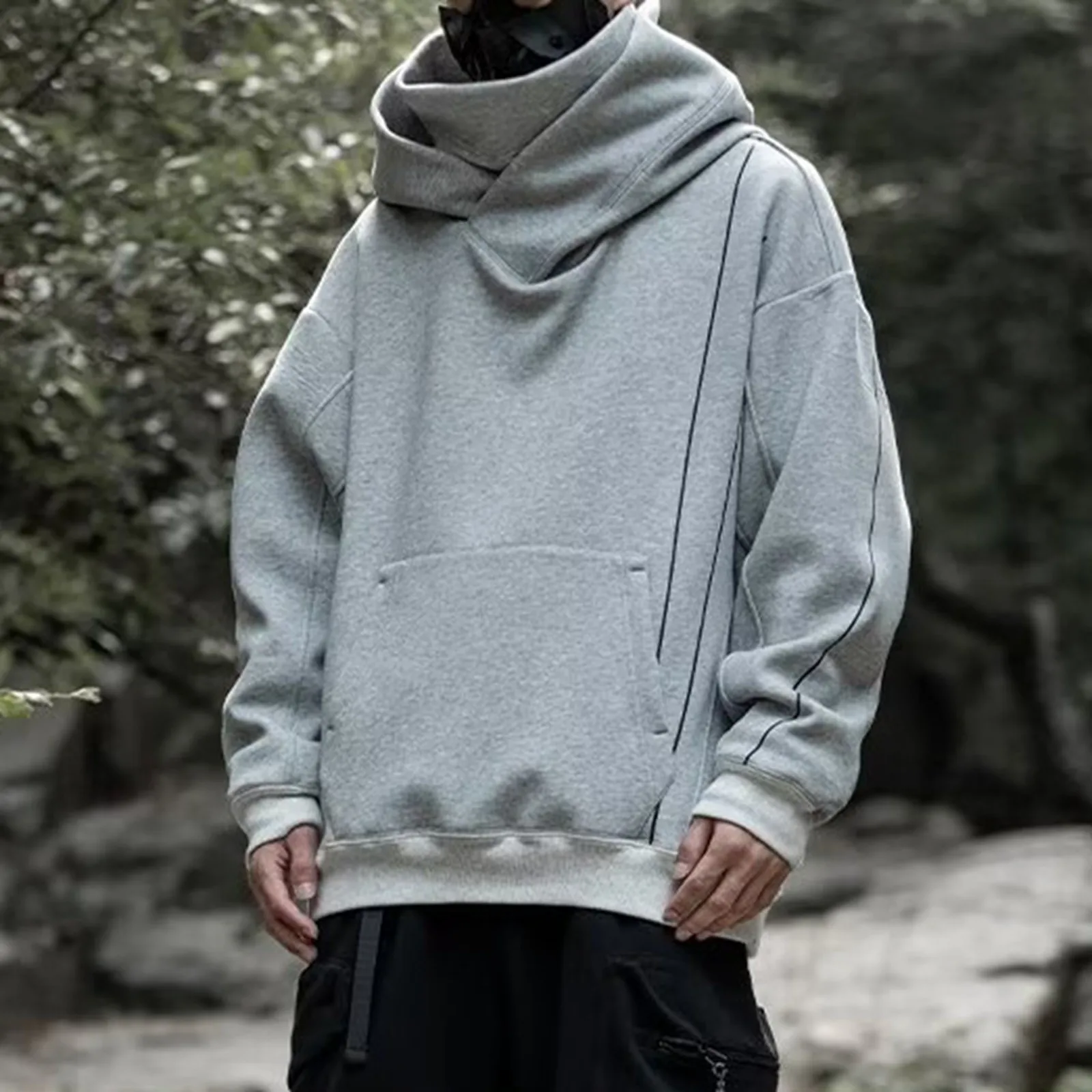 

Men's New Functional Style Hoodie Coats Unisex Fashion Turtleneck Face Mask Hoodie Harajuku Loose Tops Trend Streetwear