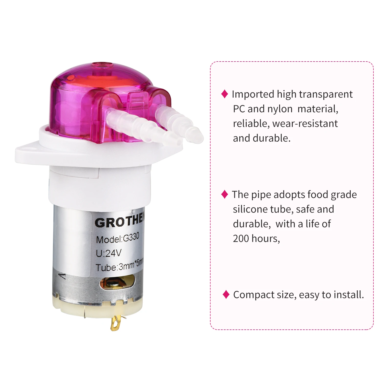 GROTHEN مضخة تمعجية مضخة الجرعات مضخة صغيرة السائل الذاتي فتيلة مضخة مياه أنبوب السيليكون لخزان حوض السمك مختبر التحليل الكيميائي #6