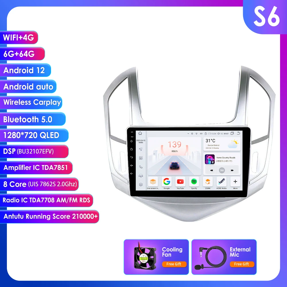 7862 Android 12 Autoradio 4G dsp Carplay voor Chevrolet Cruze J300 J308 2012 2013 2014 2015 Multimedia Video speler 2din RDS WIFI