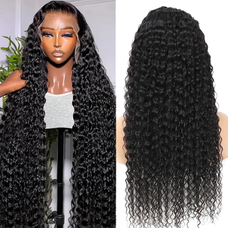 Deep Wave 13x6 Lace Frontal Wig 200% Density Transparent 13x4 Deep Curly HD Lace Frontal Human Hair Wigs For Women Closure Wig