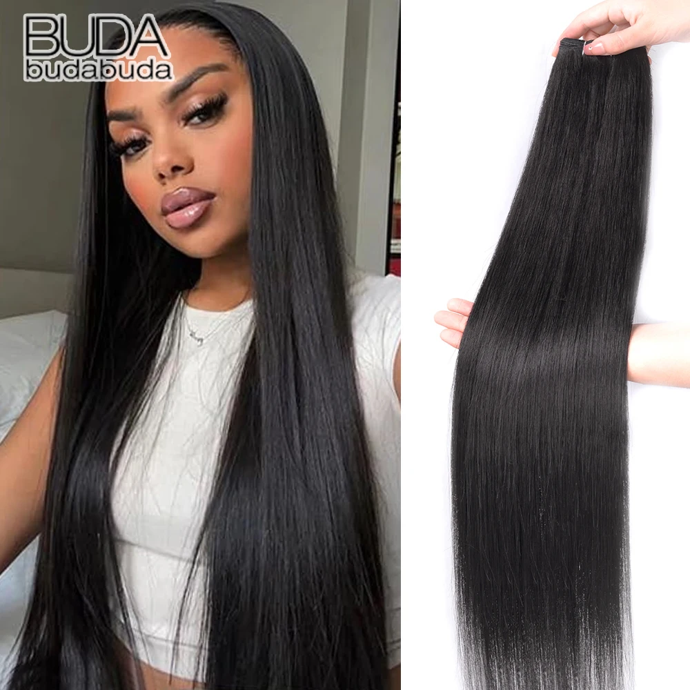 Bone Straight Synthetic Hair Bundle 26Inch Super Long Natural Hair Extensions For Black Women Yaki Straight Hair Weaving Fake