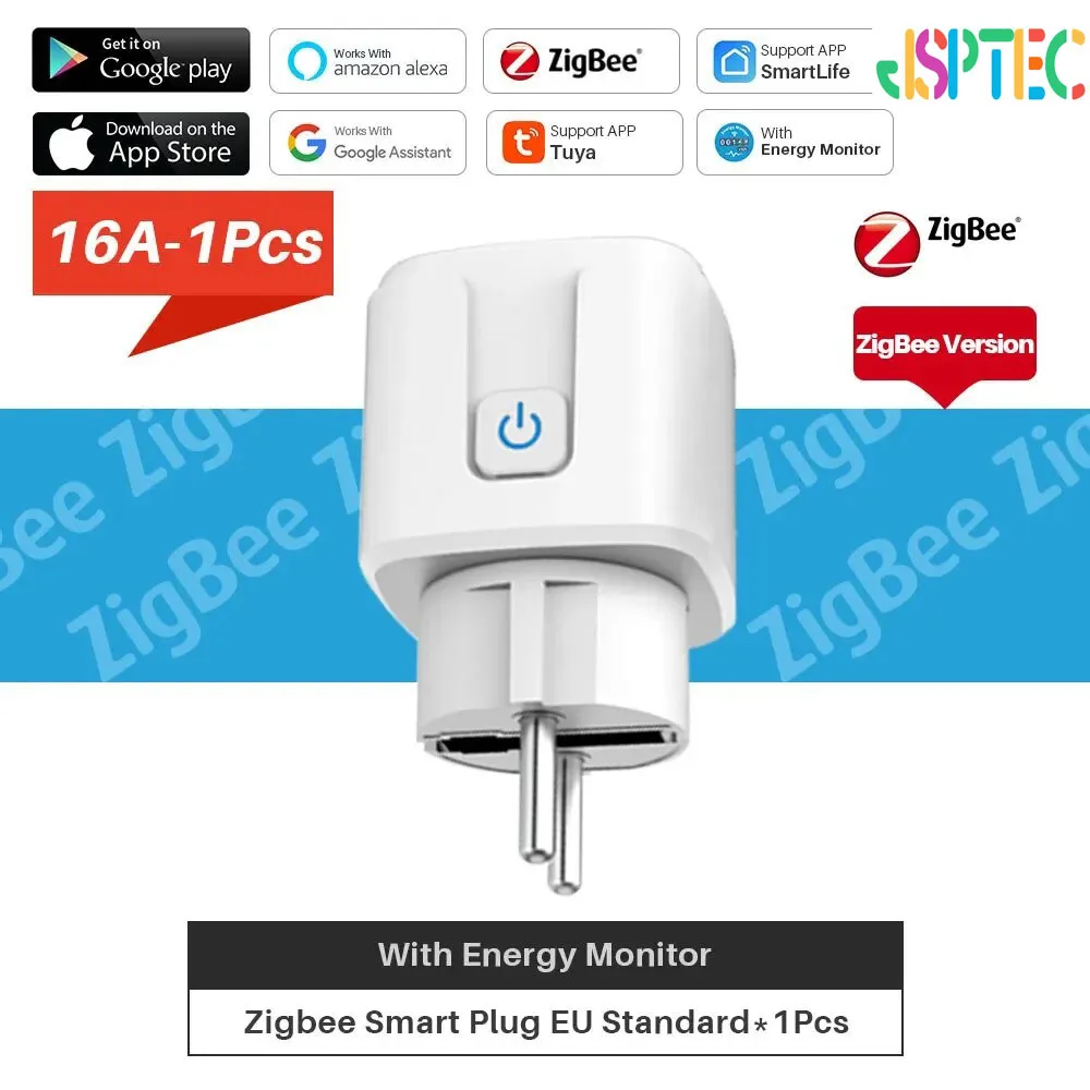 Tuya Smart Plug Zigbee EU 16A/20A Smart Socket met energiemeter, timer, spraakbesturing, werkt met Alexa, Google Home en Alice - afbeelding 1