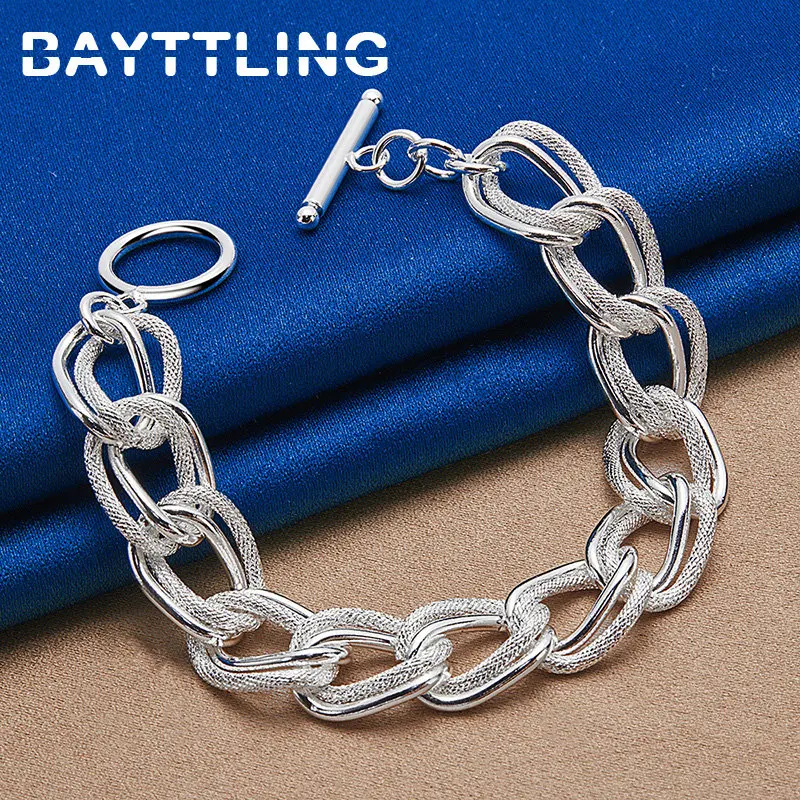 

New 925 Sterling Silver Fine Double Chain Bracelet For Women Fashion Luxury Engagement Wedding Party Gift Jewelry Accessories