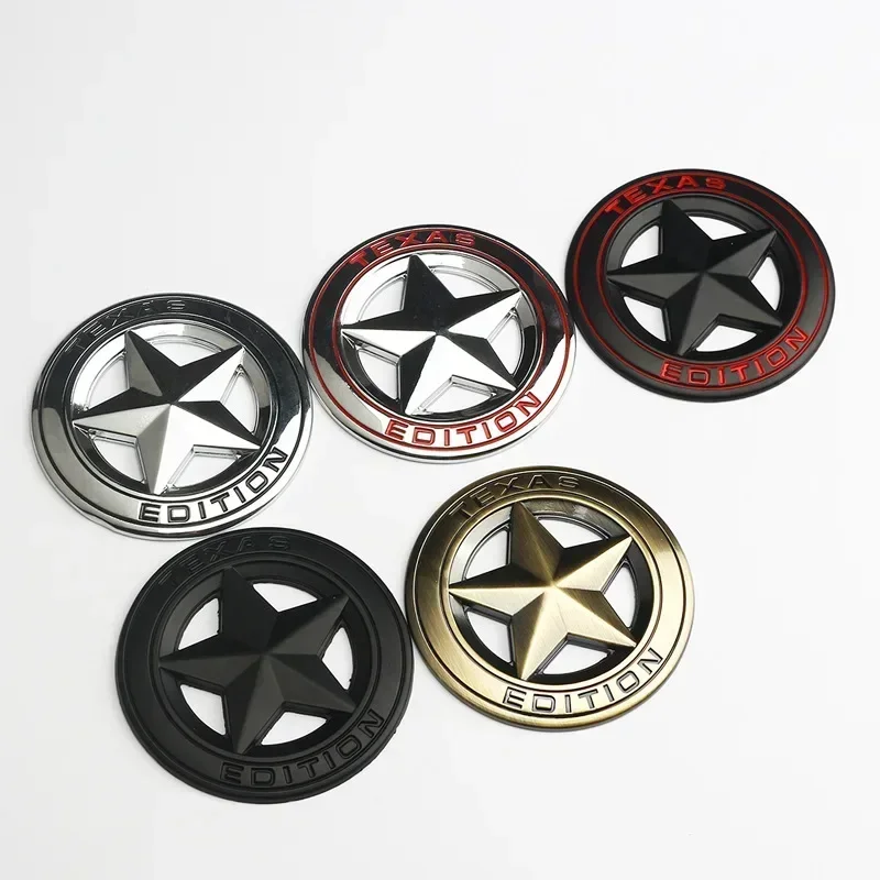 3D Metal TEXAS EDITION Shield Pentagram Star Side Fender Door Emblem Badge Car Stickers For JEEP Wrangler Liberty Grand Cherokee