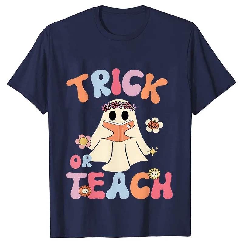 Women's Teacher Halloween Print Tee Shirts Casual Female T Shirt Trick or Teach New Design Streetwear Fashion Women Tshirt Tops