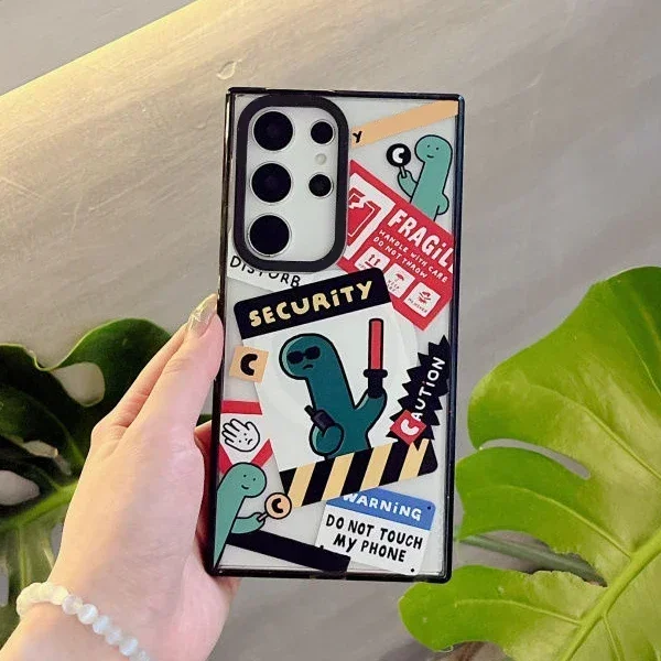 Cute Fashion Dinosaur Magnetic Acrylic Case for Samsung Galaxy S22 S23 S24 Ultra S24+ Plus Protective Shell