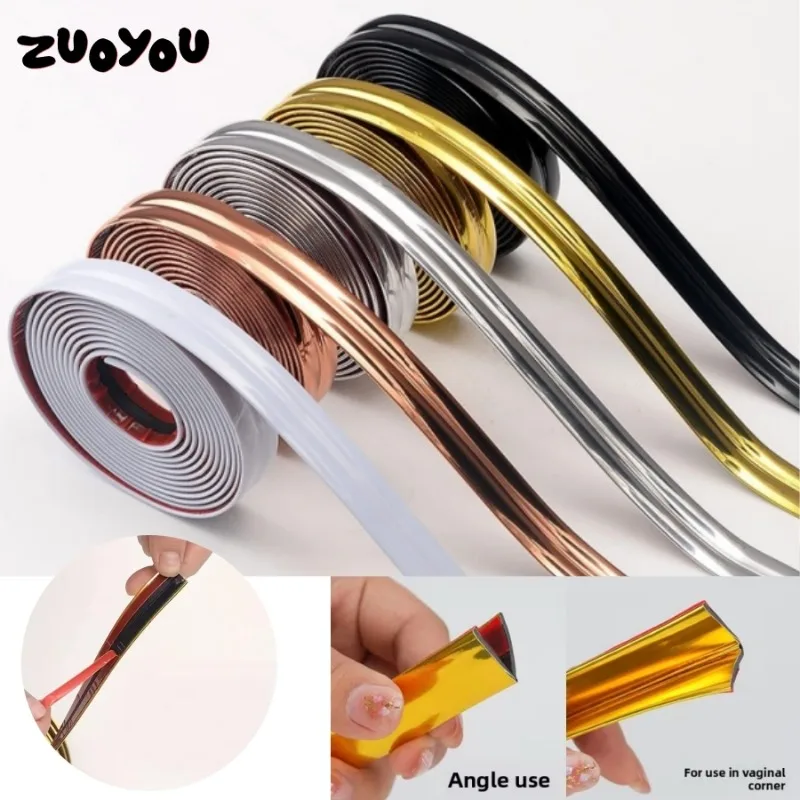 

PVC Self-adhesive Decorative Tape Gold Background Wall Inner Corner Trim Strip Furniture Table Edge Anti-collision Bumper Tape
