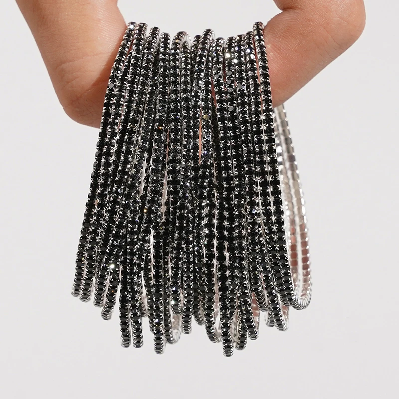 5 Stück modische elastische Armbänder mit Kristall-Strass für Damen, dehnbare, stapelbare Armbänder, klassisches Armband, täglicher Damenschmuck – Detail 33