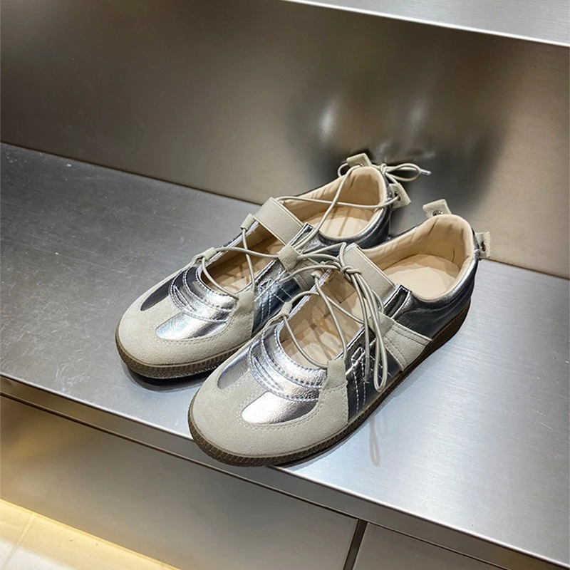 AUTUSPIN 2025 Genuine Leather Sneakers for Women Breathable Soft Round Toe Casual Shoes Female Fashion Shallow Flats Size 35-40