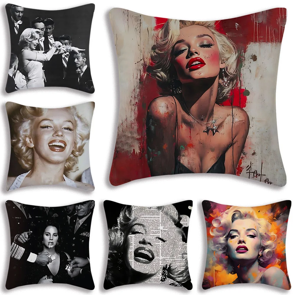 Pillow Covers M-MarilynS MonroeS Cartoon Sofa Decorative Home Double-sided Printing Short Plush Cute Cushion Cover