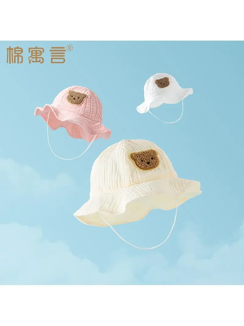 Spring and autumn baby hat cotton gauze newborn bucket hat for boys and girls