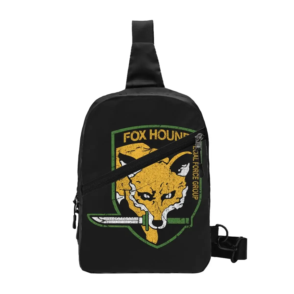 Gear Solid Fox Hound Sling Chest Bag Custom Video Game Shoulder Crossbody Backpack for Men Travel Hiking Daypack