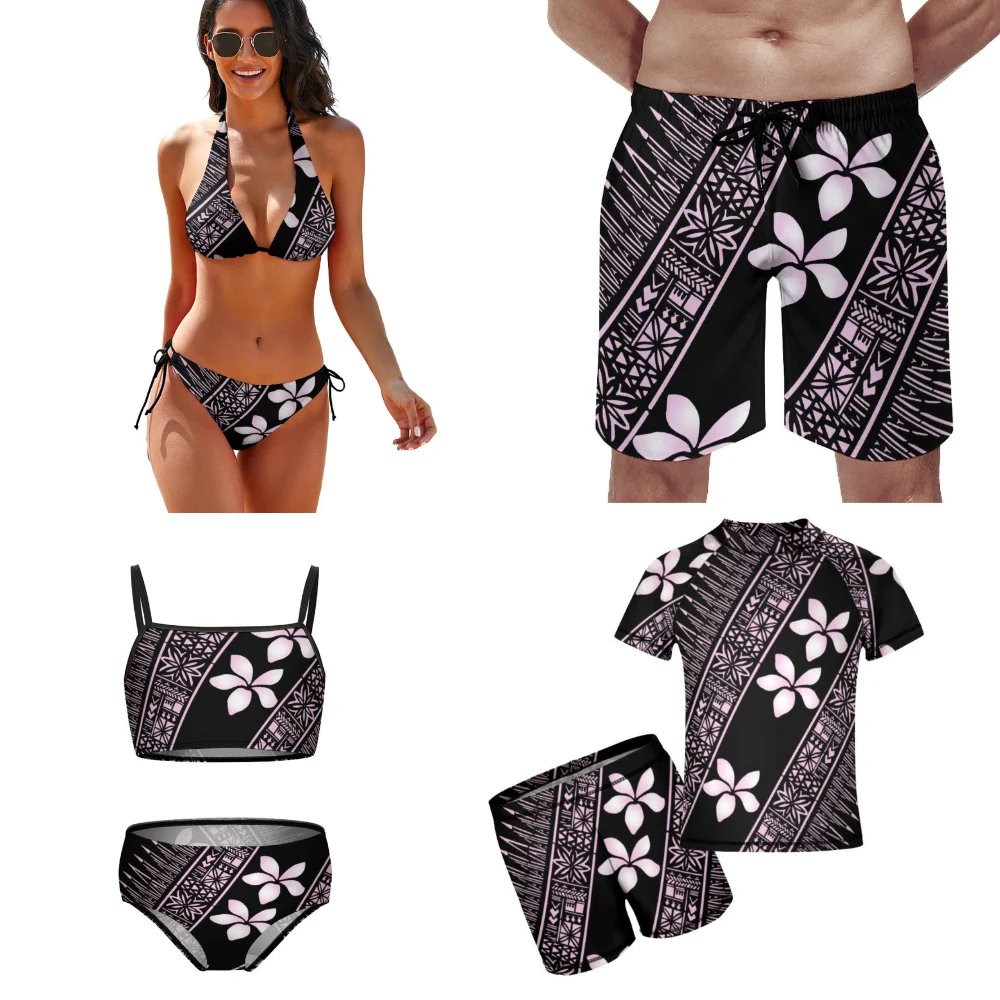 Costumi da bagno personalizzati per la famiglia polinesiana Bikini da donna costumi da bagno da uomo Hawaii Vacation Beach Family Swimwear 2023 Art Pattern Print