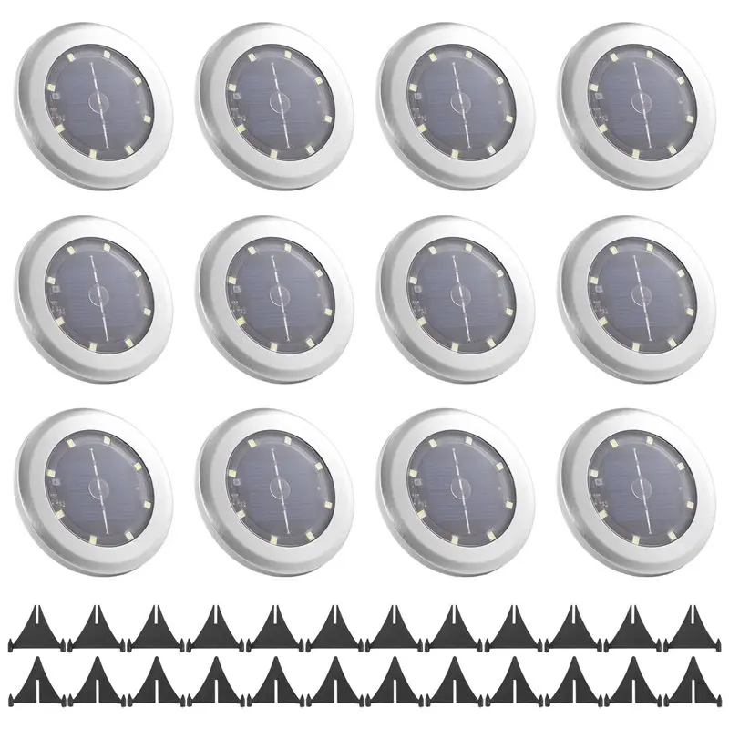 ABMI-24 Pack Solar Lights Outdoor Garden 8 LED Solar Disk Lights Outdoor IP65 Waterproof For Garden Pathway Lawn Patio Yard,