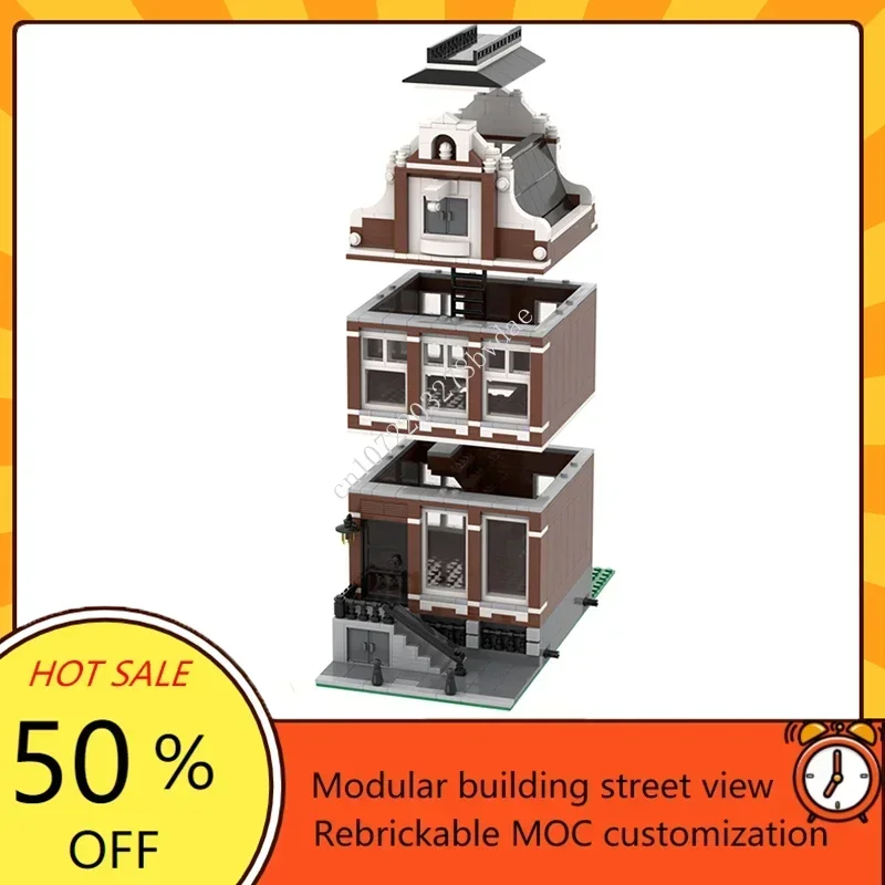 No.1 Grachtenhuis Modulaire Moc Creatieve Straatbeeld Model Bouwstenen Architectuur Doe-Het-Zelf Onderwijs Assemblage Model Speelgoed Geschenken