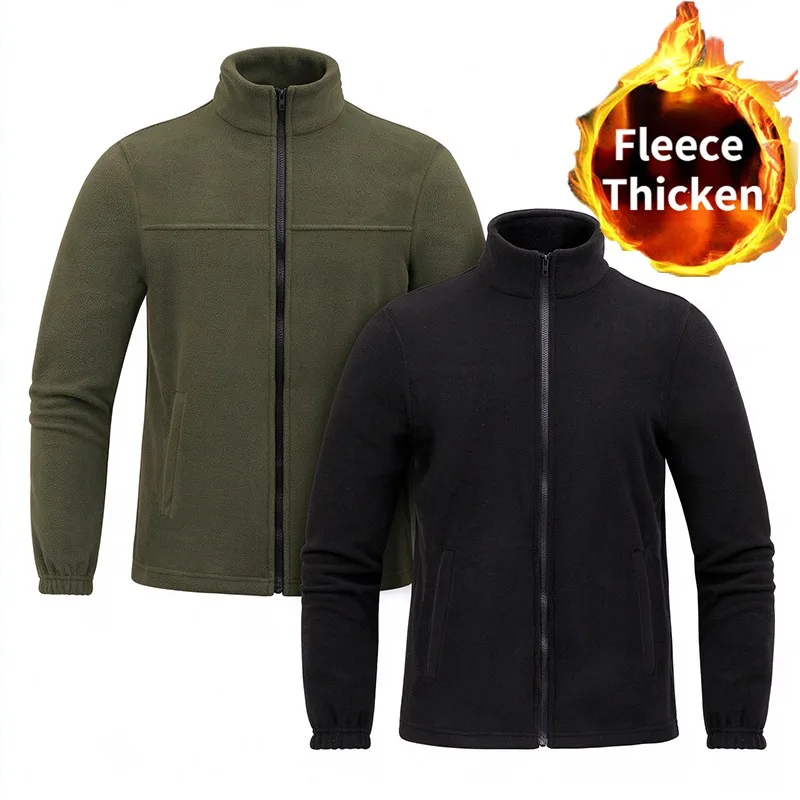 Winter Mens Fleece Coat Full Zipper Stand Collar Warm Soft Jacket Hiking Trekking Casual Outerwear for Men Daily Travel Use Coat
