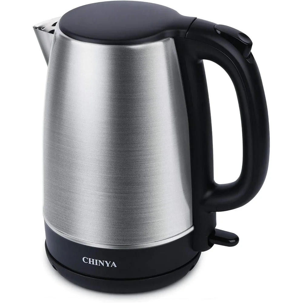 Electric Kettle 1.7L Stainless Steel Tea Maker Fast Boiling 1500W Automatic Shut Off LED Light 360° Base Storage