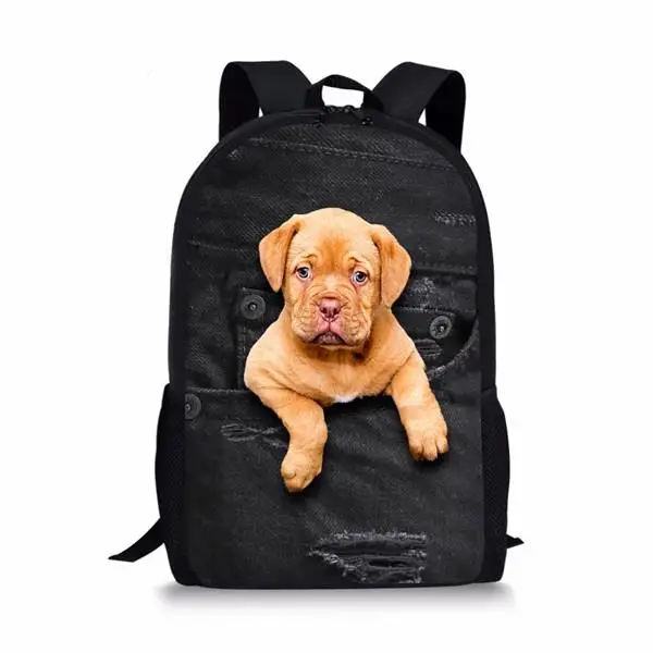 Popular Animal Black Denim Pocket Cat/Kitten Notebook Backpacks School Bags 3D Oxford Waterproof Boys/Girls Laptop Backpacks