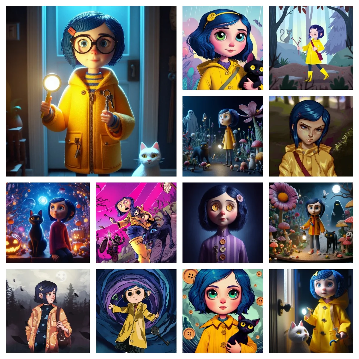 

5D Diamond Painting Kit Coraline Animated Film Posters DIY Full Circle Diamond Embroidery Modern Fashion Room Decor Gift
