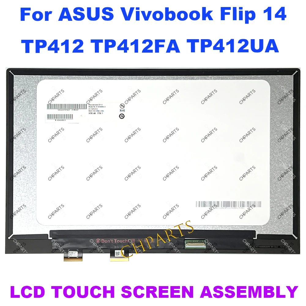 New 14'' For Asus Vivobook Flip 14 TP412FA TP412UA Laptop Led Touch Digitizer Replacement Assembly