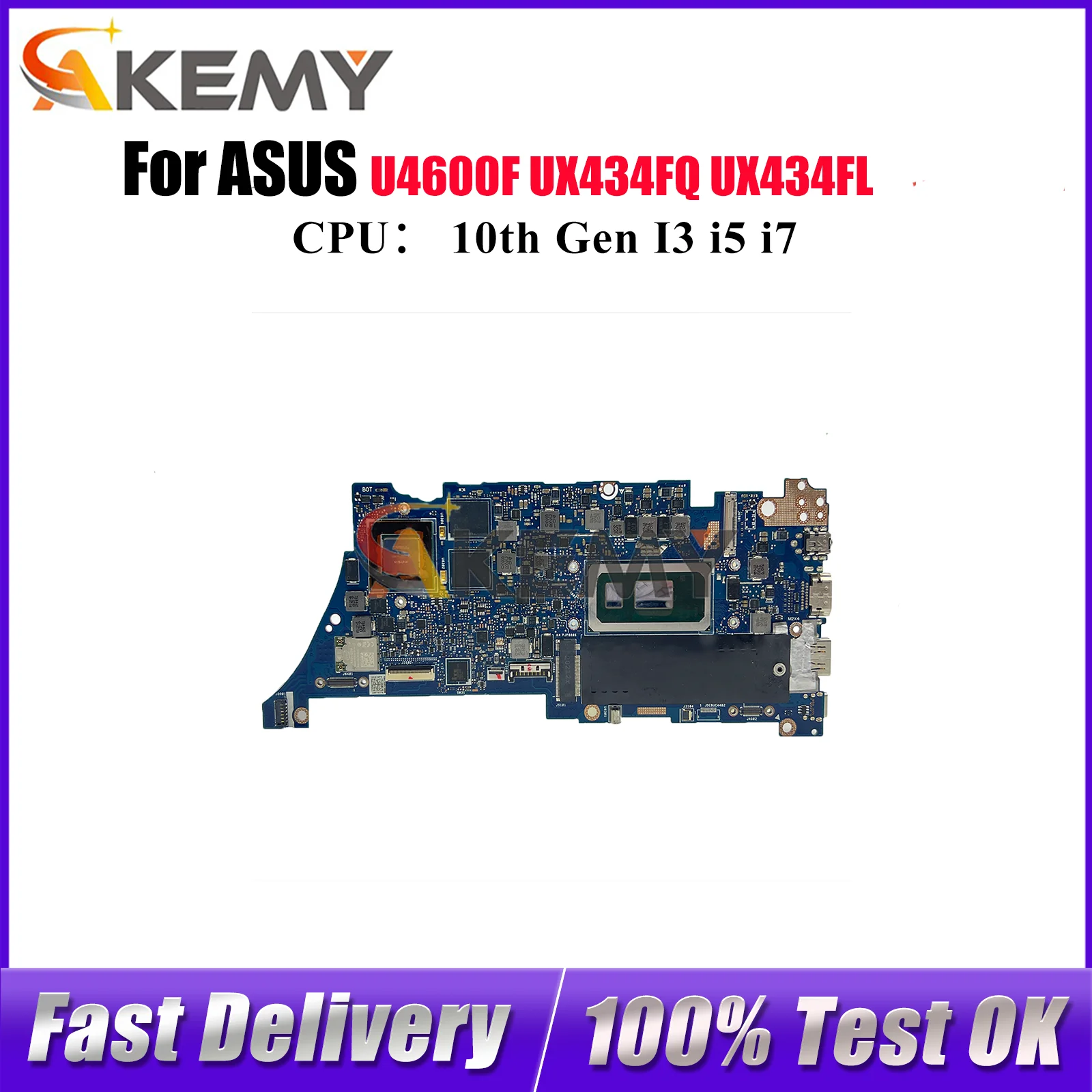 

UX434FQ Материнская плата для ноутбука ASUS ZenBook U4600F UX434F UX434FL Материнская плата для ноутбука 10-го поколения I3 i5 i7 100% тестирование OK stk