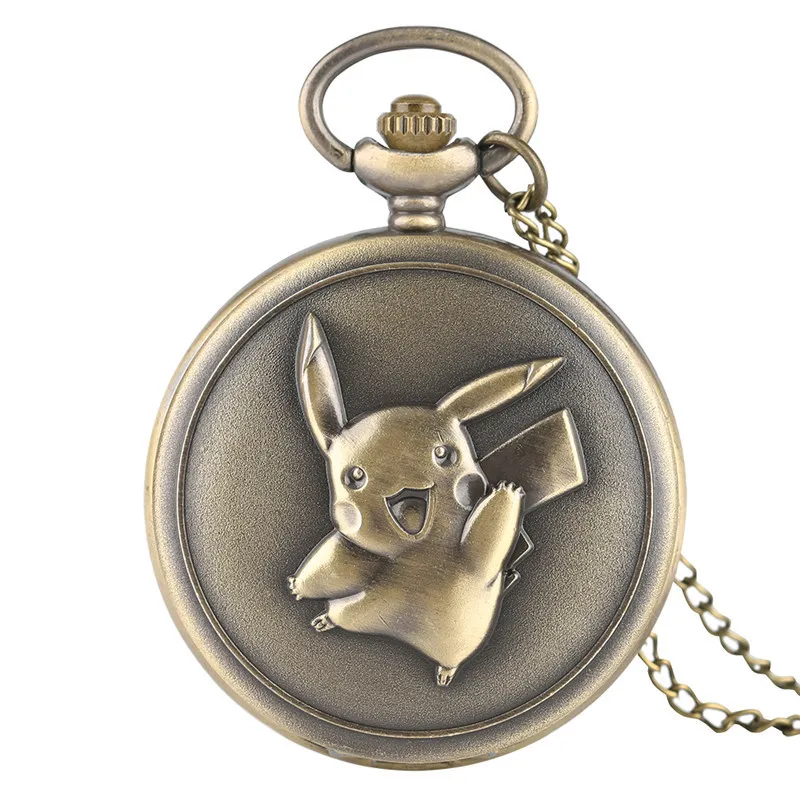 Pokemon Pikachu Pocket Watch for Children Birthday Gift Cartoon Peripherals Quartz Flap Pocket Watch Student Portable Watches