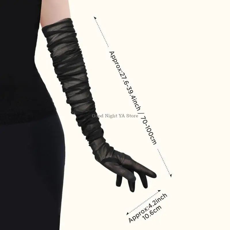 Luvas leves 27-39 polegadas elegantes luvas malha Fashon Mesh para recepções noivado do chuveiro noiva