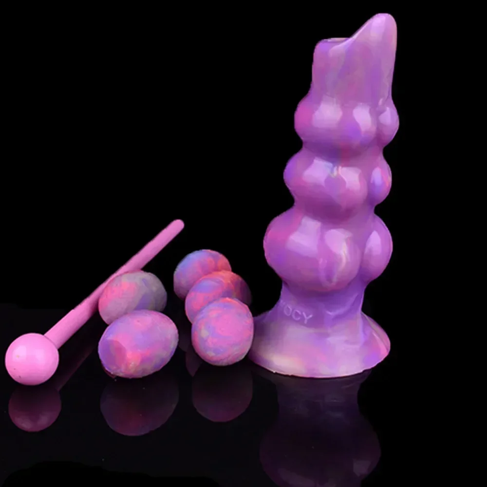 Ovidepositor Alien Dog Knot Wolf Cock masturbatore maschile e femminile uovo vaginale posa palla in Silicone Glow-in-the-dark Stick 1