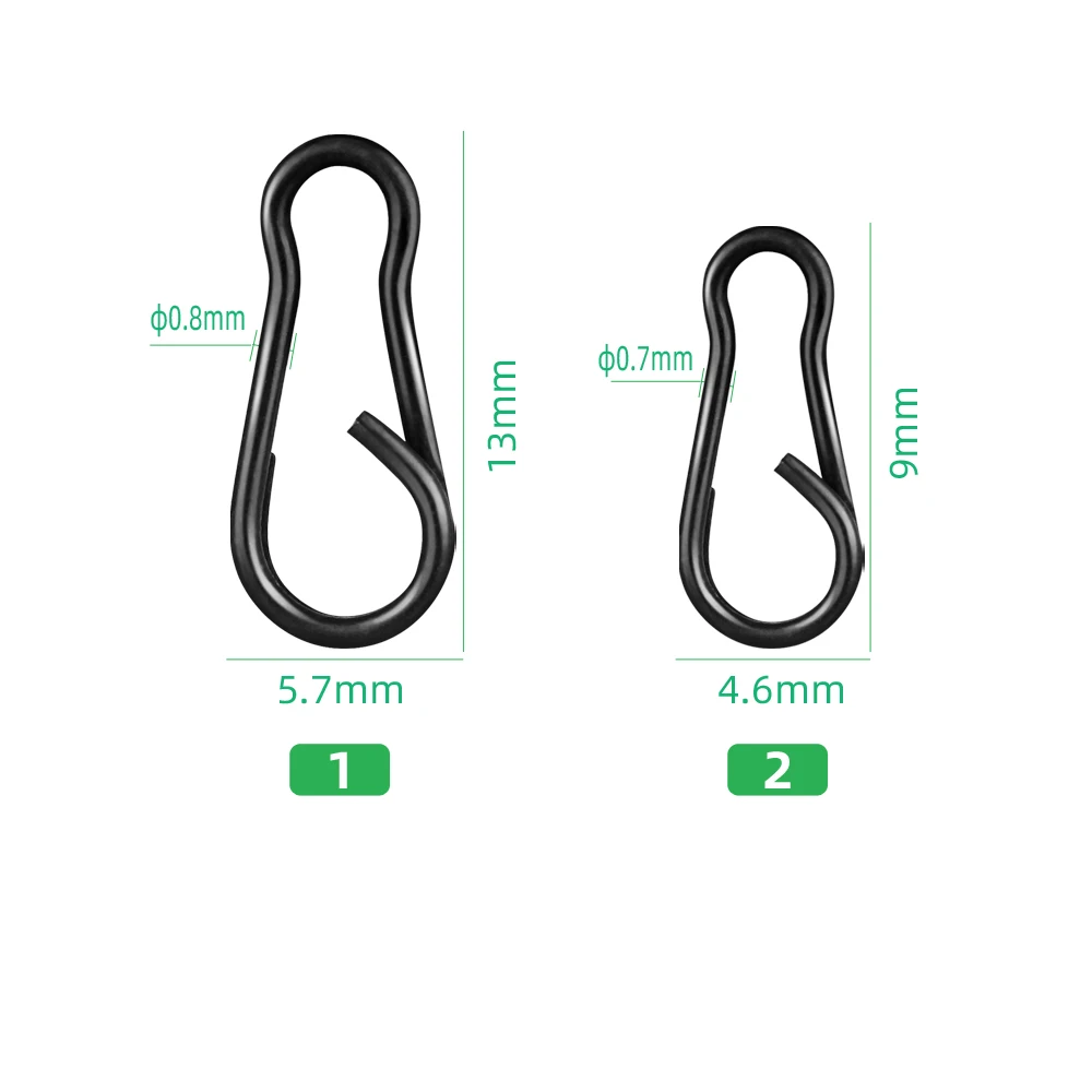 Giratorios para carpa cuerpo largo negro mate – Cambio rápido anillo a presión - imagen 5