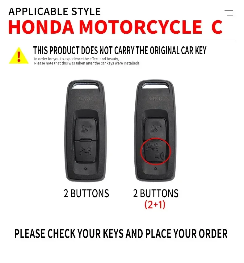 2 3 Buttons Zinc Alloy Remote Key Case  Keychain Holder Key Cover for HONDA PCX 160 VISION PCX160 SH350 2021 Keyless Shell Fob