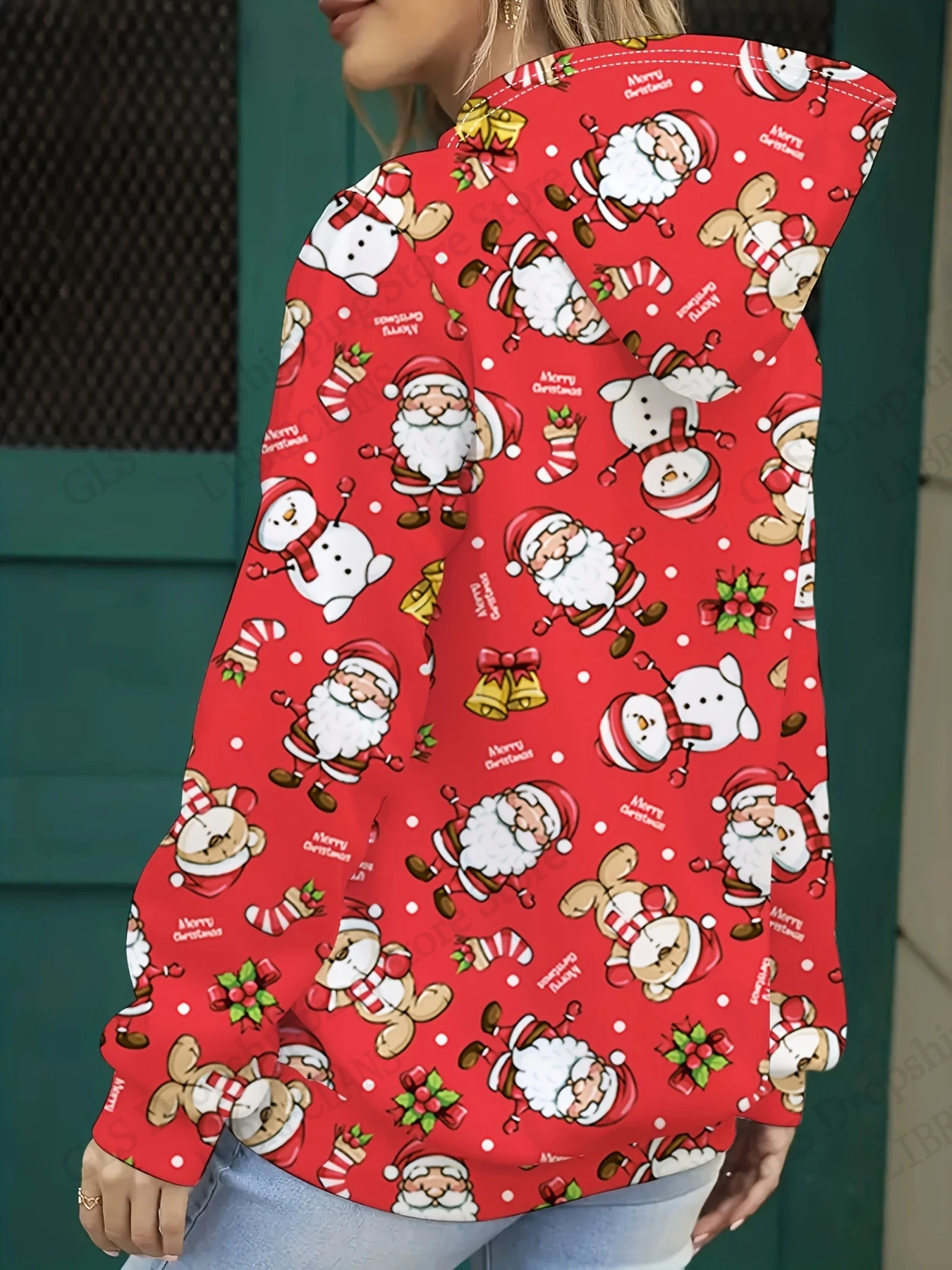 مضحك سانتا كلوز ثلاثية الأبعاد طباعة هوديس المرأة موضة عيد الميلاد هوديي البلوز شجرة عيد الميلاد معطف المرأة تعرق النساء الملابس المتضخم