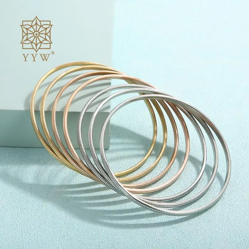 7pcs/Set Multi Option Carved Stainless Steel Bangle For Woman Gold/Silver Color Party Birthday Minimalist Wrist Jewelry Gifts