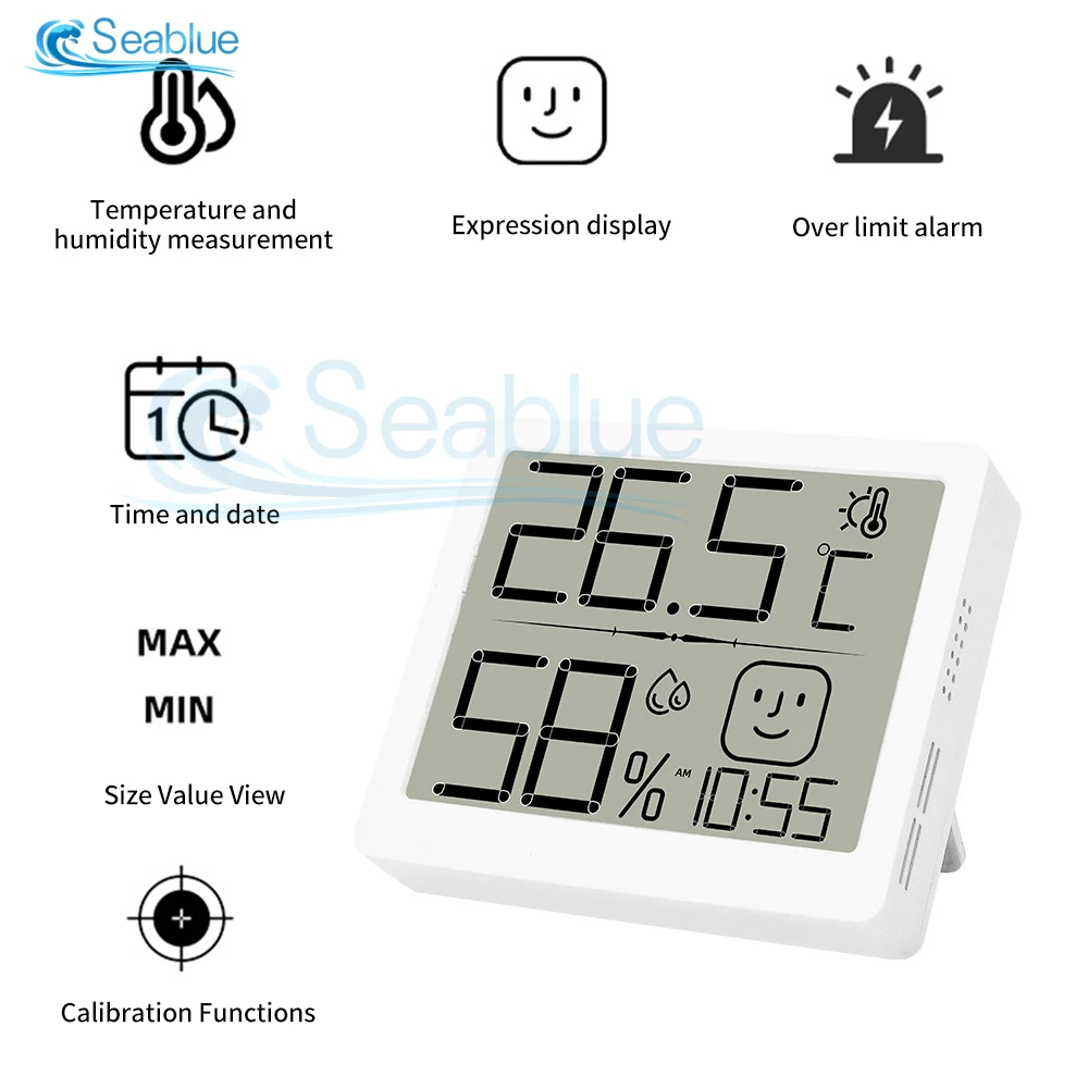 Smiley LCD cyfrowy czujnik temperatury i wilgotności termostat termometr higrometr kryty miernik pokojowy miernik stacja pogodowa