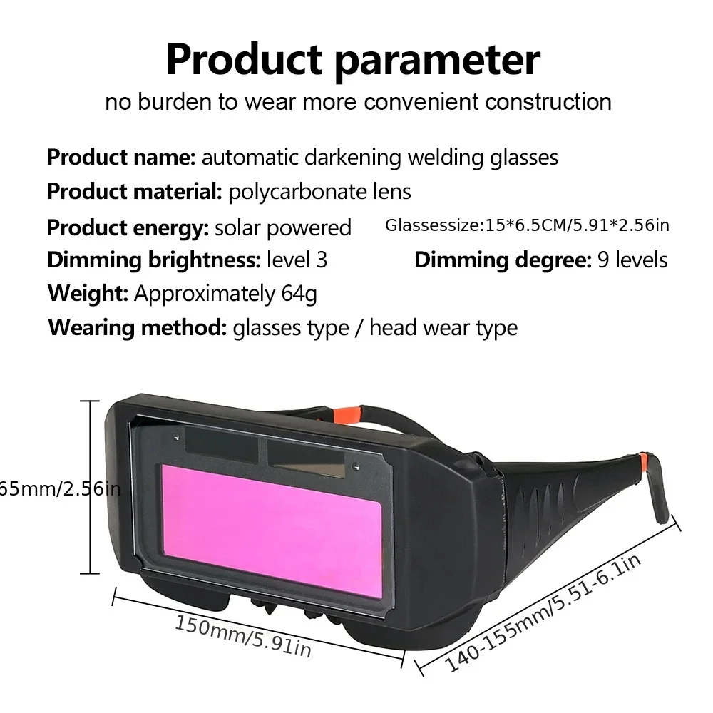 1pc Auto Darkening Welding Goggle Glasses - Advanced Automat