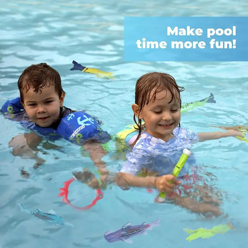 Ensemble de jouets de plongée, jouets de piscine pour enfants, bâtons de plongée, anneaux de plongée, trésors de Pirate, jouets de poisson, poulpe, jouets de bain d'eau