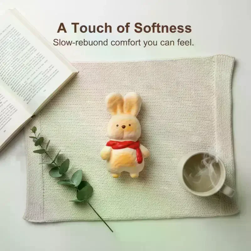 Cute  Bread Bunny Toys Soft Slow Rising Texture Lovely Scarf Design For Stress Relief Desk Decor Kids Gifts