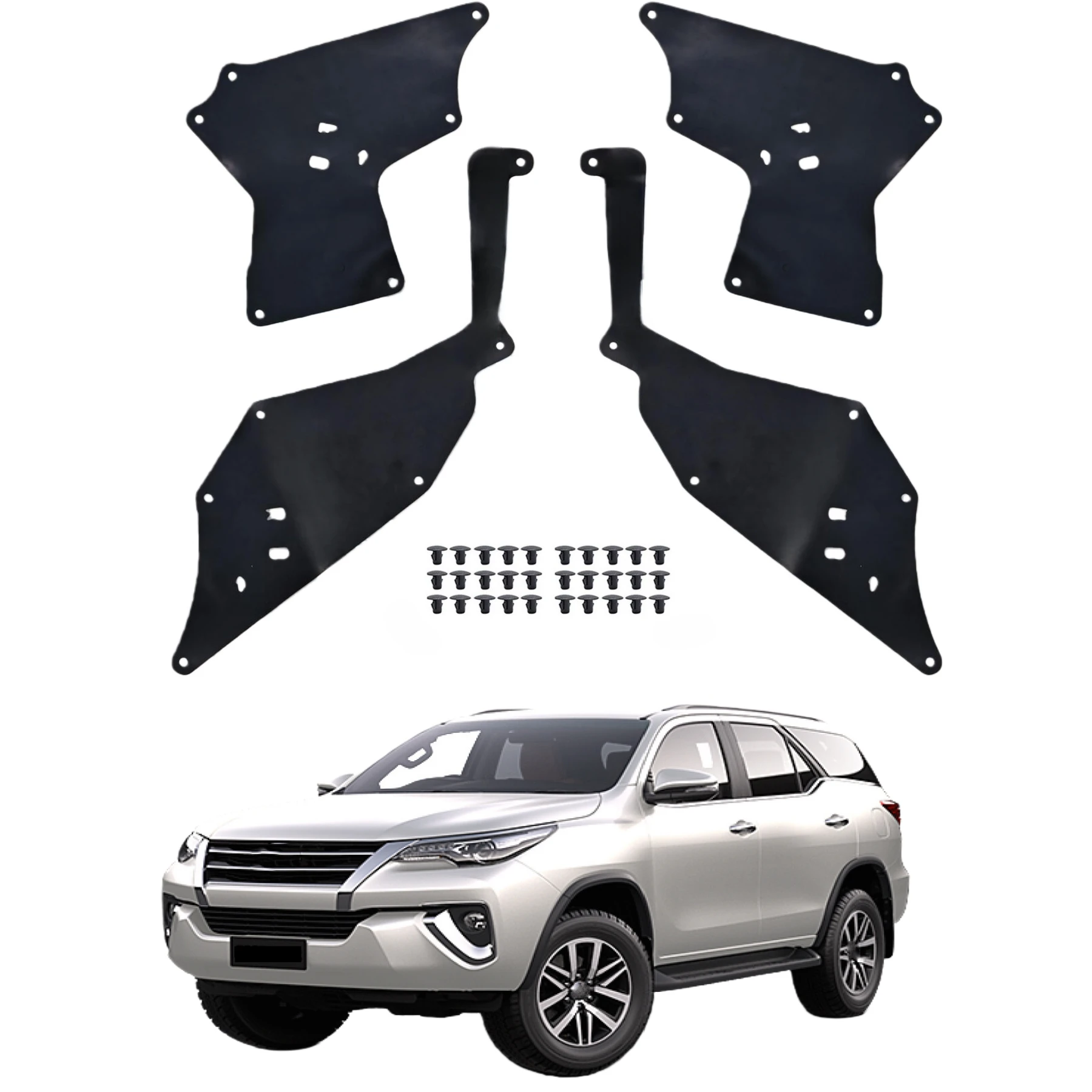 

Car Front Fender Liners Apron Guards Seal Protector For Toyota Hilux Fortuner 2004 2005 2006 2007 2008 2009 2010-2024 Replace