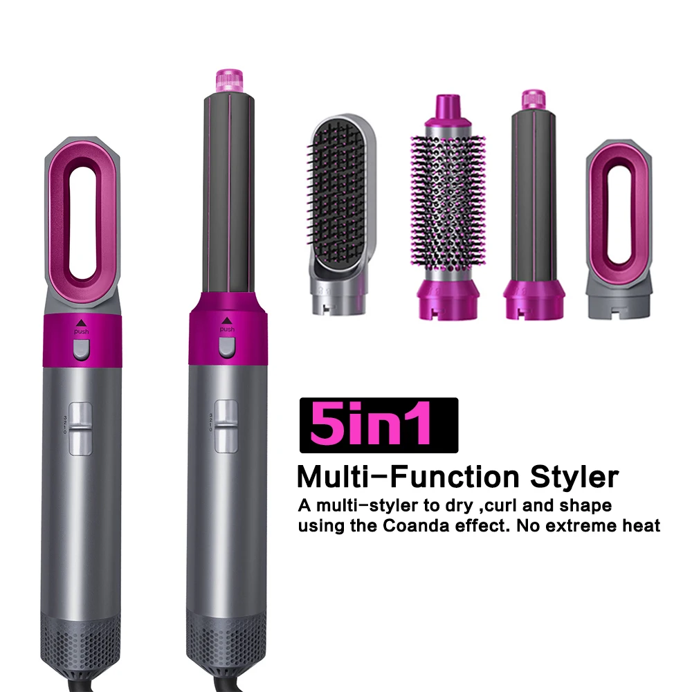 5 in1 Hot Comb Set Multifunction Styler Professional Curling Iron Straightener Styling Tool Air Wrap Home Styling Hair Dryer