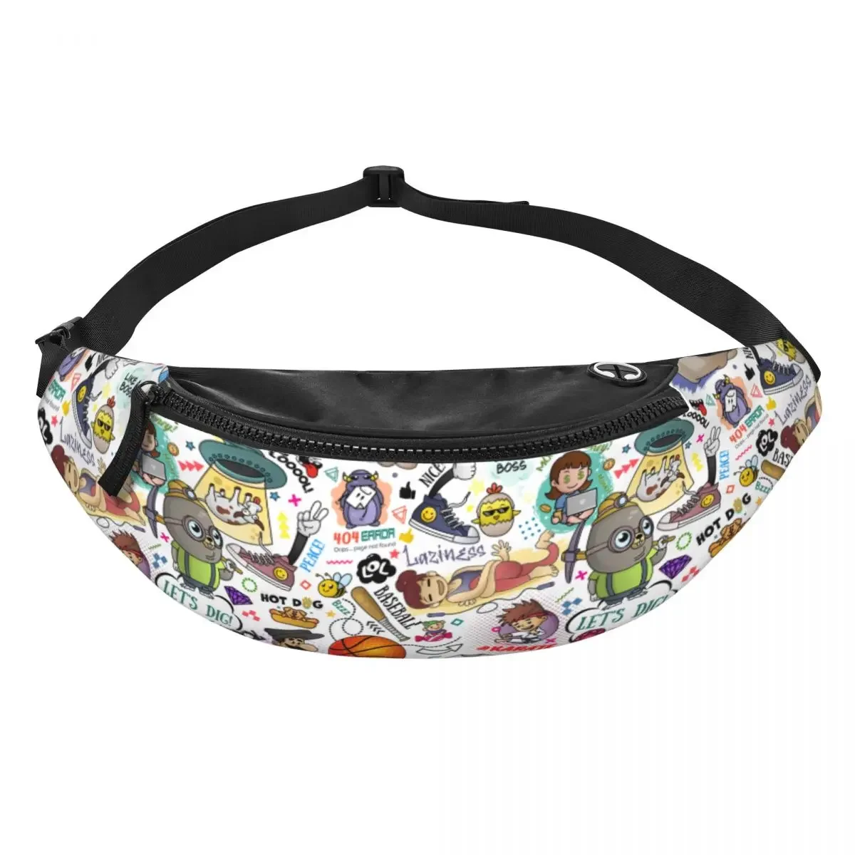 Custom Creative Characters Graffiti Art Fanny Pack Women Men Cartoon Crossbody Waist Bag for Cycling Camping Phone Money Pouch